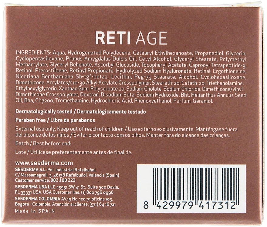 Anti-Aging 3-Retinol Face Cream for Dry Skin - SesDerma Laboratories Reti Age Facial Antiaging Cream 3-Retinol System — photo N3