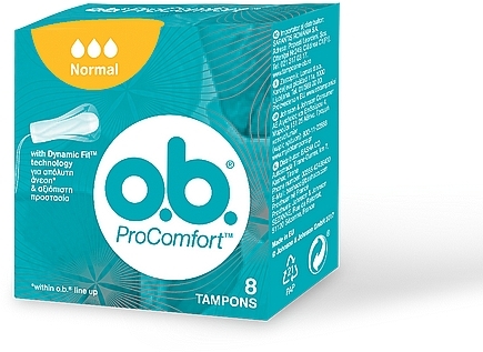 Tampons, 8 pcs, 3 drops - o.b. ProComfort Normal Tampons — photo N3