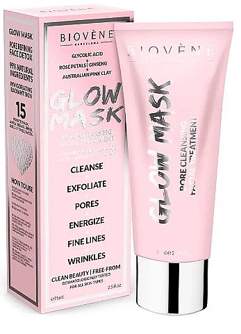 Pink Clay Face Mask - Biovene Glow Mask Pore Cleansing Facial Treatment — photo N9