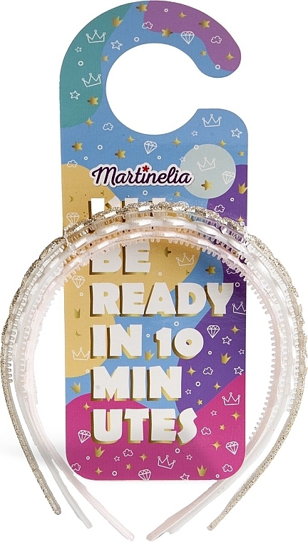 Hair Hoop Set 8904B, 3 pcs, white and gold - Martinelia Door Hanger Hairband — photo N1