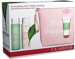 Fragrances, Perfumes, Cosmetics Set - Clarins Perfect Cleansing Set (cl/milk/200ml + f/lot/200ml + f/scr/15ml + bag/1pcs)