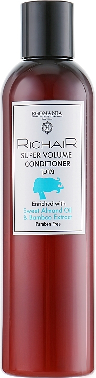 Super Volume Conditioner with Sweet Almond Oil & Bamboo Extract - Egomania Richair Super Volume Conditioner — photo N11