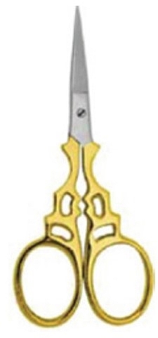 Manicure Scissors - Accuram Instruments Half Gold Fancy Enbroider Scissor Str 9cm — photo N1