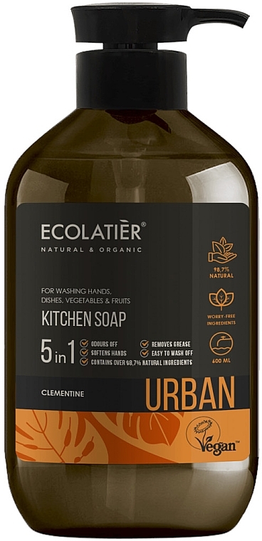 Liquid Kitchen Soap "Clementine" - Ecolatier Urban Liquid Soap — photo N1