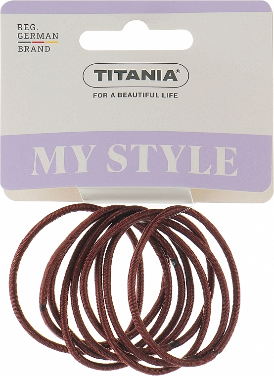 Elastic Hair Bands, 2mm, 9pcs, brown - Titania — photo N1
