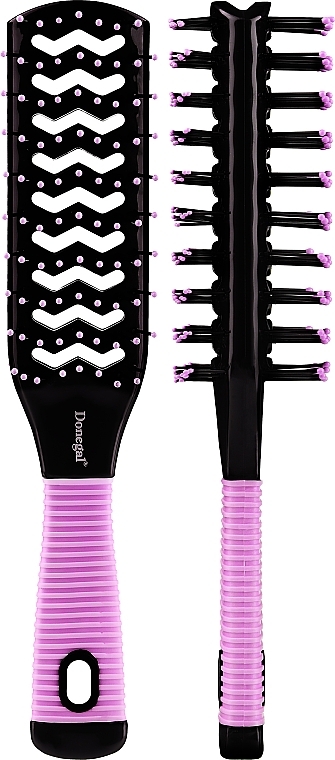 Double-Sided Hair Brush, 9048, black and purple - Donegal — photo N1