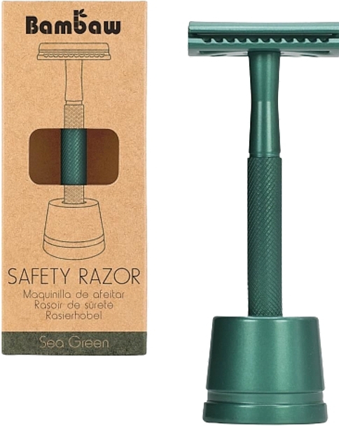 Razor with Stand - Bambaw Safety Razor Sea Green — photo N1