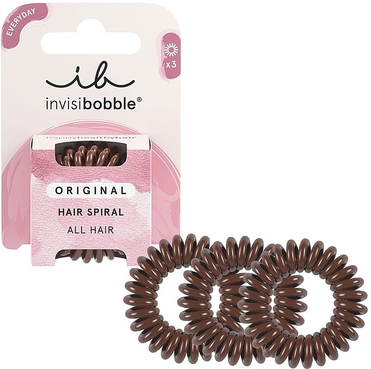 Hair Ring, 3 pcs - Invisibobble Original Pretzel Brown — photo N1