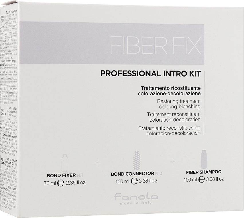 Set - Fanola Fiberfix Kit (shmp/100ml + hair/cr/100ml + hair/cr/70ml) — photo N1