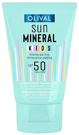 Kids Face Sunscreen SPF 50 - Olival Sun Mineral Kids Face Cream SPF 50 — photo N1