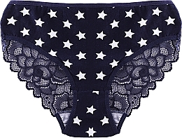 Cotton Panties with Lace, blue with stars - Moraj — photo N1