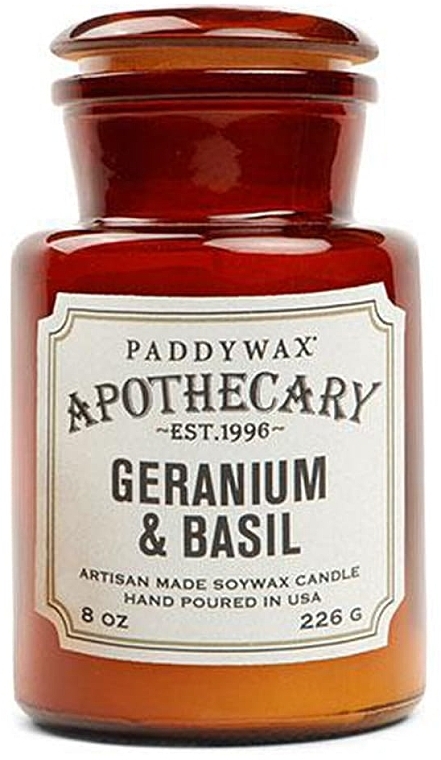 Scented Candle in Jar - Paddywax Apothecary Artisan Made Soywax Candle Geranium & Basil — photo N2