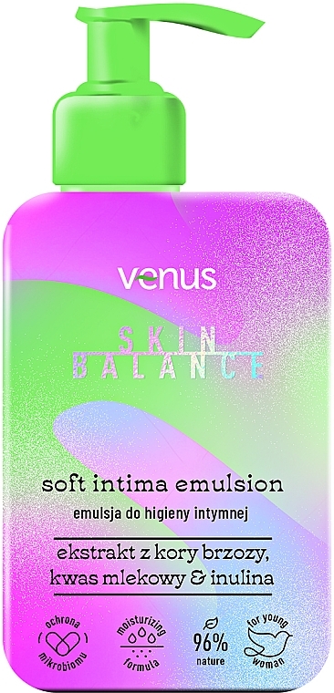 Intimate Wash Emulsion with Birch Bark Extract, Lactic Acid & Inulin - Venus Skin Balance Soft Intima Emulsion — photo N1