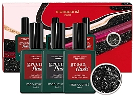 Fragrances, Perfumes, Cosmetics Set - Manucurist Trio Green Flash Color + Glitter