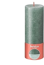 Fragrances, Perfumes, Cosmetics Shimmering Cylinder Candle, 190/68 mm, blue-green - Bolsius Shimmer Rustic Candle Oxide Blue