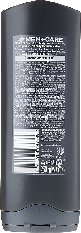 Moisturizing Face and Body Wash Gel - Dove Men+Care Elements Minerals+Sage Body Wash — photo N2