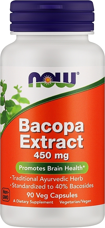 Dietary Supplement "Bacopa Extract", 450mg - Now Foods Bacopa Extract — photo N1