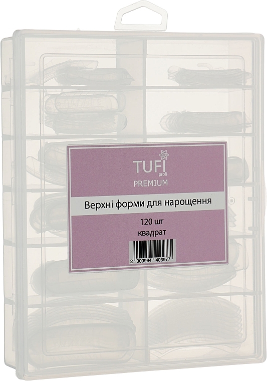 Upper Nail Forms, square, 120 pcs. - Tufi Profi Premium — photo N1