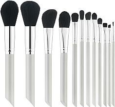 Professional Makeup Brushes Set, 12 pcs, silver and black - Tools For Beauty — photo N1