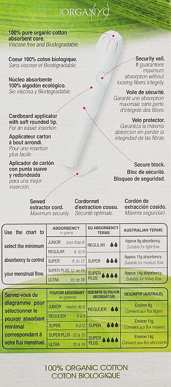 Organic Cotton Tampons with Applicator, 16 pcs - Corman Organyc Internal Regular — photo N2