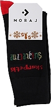 Women's Socks, with lettering, black and red - Moraj — photo N1