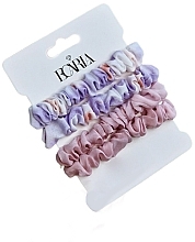 Hair Tie Set, 4 pcs, GUM116, pink, purple - Ecarla Scrunchie — photo N1