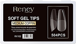 Nail Tips, acrylic, transparent, 504 pcs. - Reney Cosmetics Soft Gel Tips Medium Coffin RX-102 — photo N1