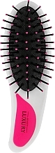 Massage Hair Brush, HB-02-09, oval small, white and pink - Beauty LUXURY — photo N1