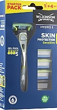 Razor with 4 Refill Cartridges - Wilkinson Sword Hydro 5 Skin Protection Sensitive — photo N1