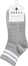 Women Short Socks with Wide Striped Cuffs, grey - Moraj — photo N1