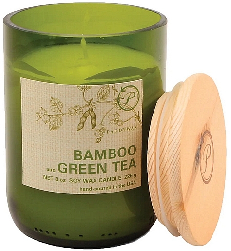 Scented Candle 'Bamboo & Green Tea' - Paddywax Eco Green Recycled Glass Candle Bamboo + Green Tea — photo N1