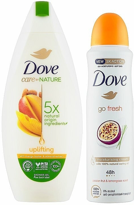 Set - Dove Naturally Caring Gift Set (sh/gel/250 ml + deo/spray/150 ml) — photo N3