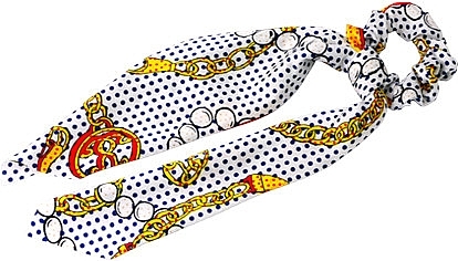 Scarf Scrunchie, white polka dot - Lolita Accessories — photo N3