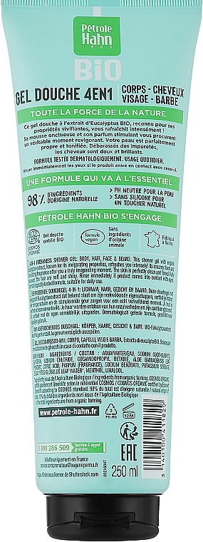 Eucalyptus Moisturising Shower Gel - Eugene Perma Petrole Hahn Bio 4In1 Moisturizing Shower Gel — photo N10