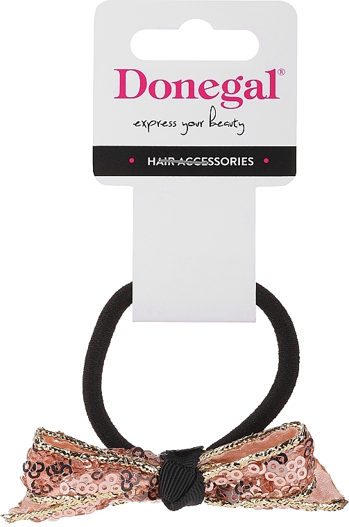 Hair Tie FA-5634+1, black with powder bow - Donegal — photo N1