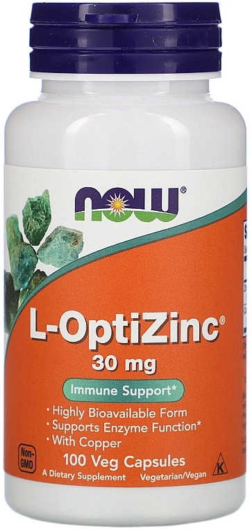 Minerals "L-OptiZinc", 30mg - Now Foods L-OptiZinc Veg Capsules — photo N3