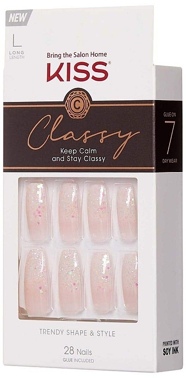 False Nails Set with Glue - Kiss Classy L Long Nails — photo N2