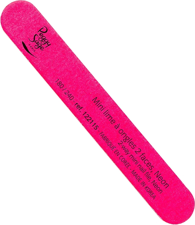 Double-Sided Nail File, 180/240, pink neon - Peggy Sage 2-Way Mini Nail File — photo N2