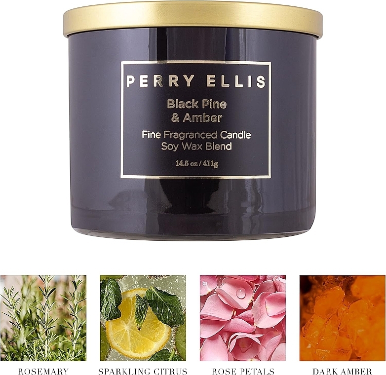 Scented Сandle - Perry Ellis Black Pine & Amber Fine Fragrance Candle — photo N4