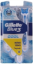 Disposable Shaving Razor Set, 6 pcs - Gillette Blue 3 Cool — photo N1