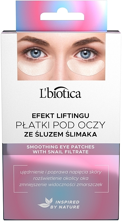 Eye Pillows with Rejuvenating Snail Mucin - L'biotica Hydrogel Eye Pads With Snail Slime Rejuvenating — photo N1