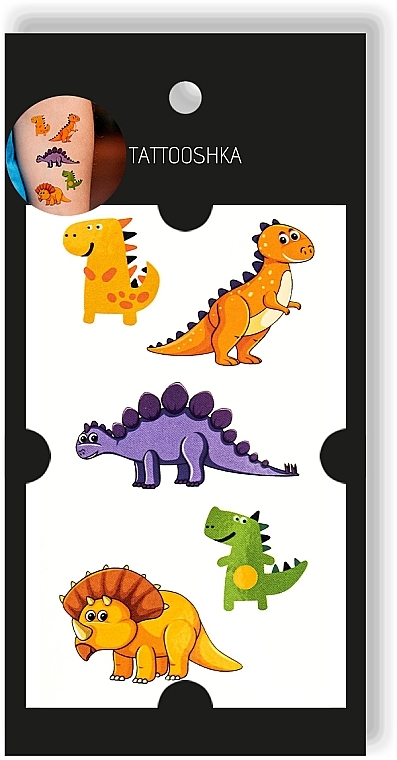 Kids Temporary Tattoo Set "Orange Dinosaurs" - Tattooshka — photo N7