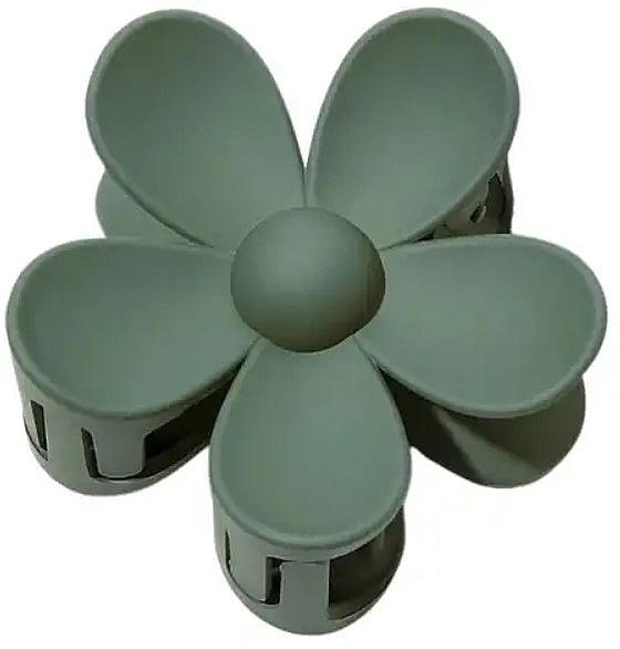 Hair Clip SP152ZIE, green matte flower, 7x7.5 cm - Ecarla — photo N1