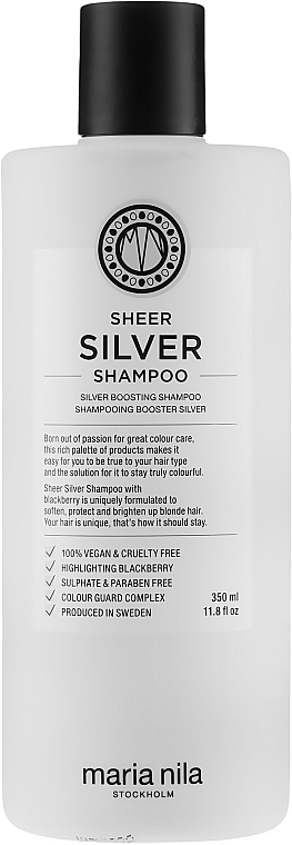 Anti-Yellow Shampoo for Colored Hair - Maria Nila Sheer Silver Shampoo — photo N1