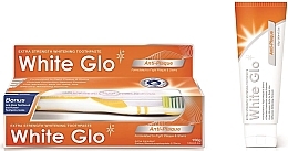 Fragrances, Perfumes, Cosmetics Set with Orange Toothbrush - White Glo Anti-Plaque Whitening (t/paste/100ml + t/brush + d/flosser)