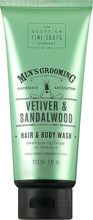 Vetiver & Sandalwood Shower Gel-Shampoo - Scottish Fine Soaps Vetiver & Sandalwood Hair Body Wash — photo N1