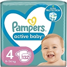 Diapers 'Active Baby' 4 (9-14 kg), 132 pcs - Pampers — photo N1