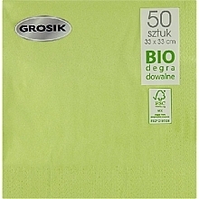 Two-Layer Paper Tissues, 33 x 33 cm, green, 50pcs - Grosik — photo N2