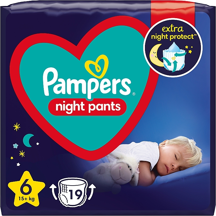 Night Diaper Pants 6 (15 + kg), 19 pcs - Pampers — photo N1