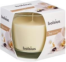 Scented Candle in Glass "Vanilla", 95/95 mm - Bolsius True Scents Candle — photo N1